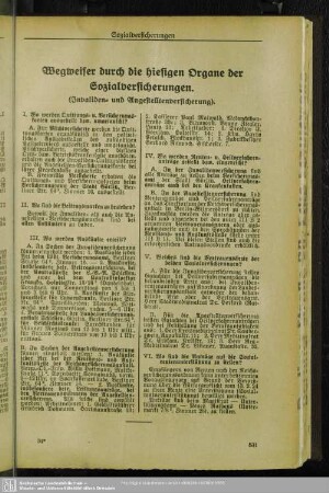 Wegweiser durch die hiesigen Organe der Sozialversicherungen