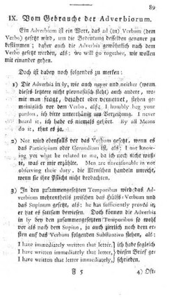 IX. Vom Gebrauch der Adverbiorum