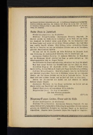 Fliegerangriff gegen London, Dover und die Küste.