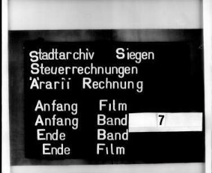 Ärarii-Rechung der Stadt Siegen