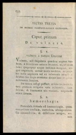 Sectio Tertia De Morbis Particularibus Externis