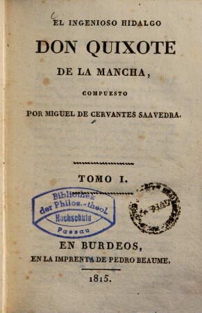El ingenioso hidalgo Don Quixote de LaMancha, 1