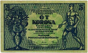 Geldschein, 5 Korona, 15.5.1919