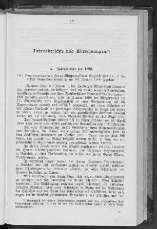 A. Jahresbericht pro 1899.