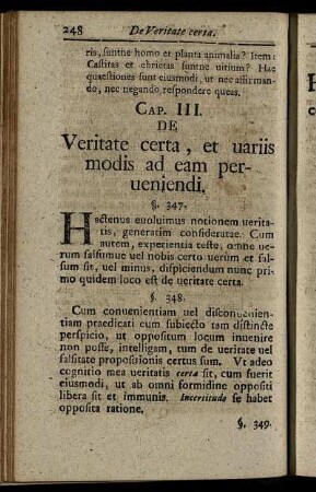 Cap. III. De Veritate certa, et variis modis ad eam perveniendi.