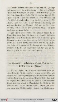5. Baumeister, insbesondere Hanns Beheim der Aeltere und der Jüngere
