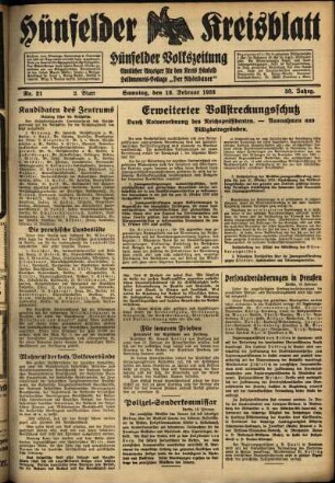 Zweite Ausgabe vom Samstag, den 18. Februar 1933.