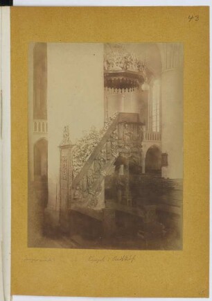 Stadtkirche, Seehausen: Ansicht Kanzel (aus: Skizzen- und Fotoalbum 28)