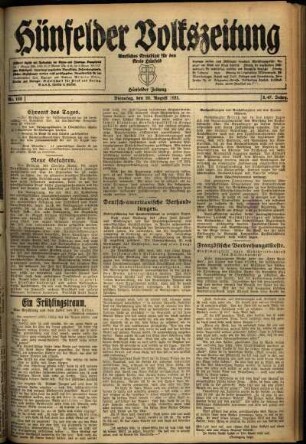 Ausgabe vom Dienstag, den 23. August 1921.
