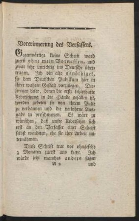 Vorerinnerung des Verfassers.