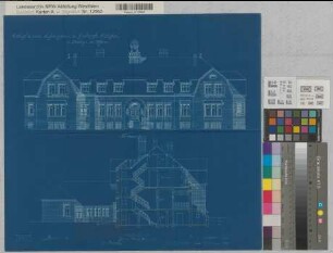 Bentlage (Rheine) Kinderheim Gottesgabe Entwurf Vorderansicht 1909 1 : 100 44,5 x 48 Blaupause Holtmann, Architekt Gut Bentlage Nr. 2631
