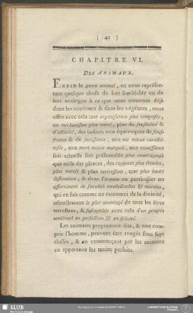 Chapitre VI. Des Animaux