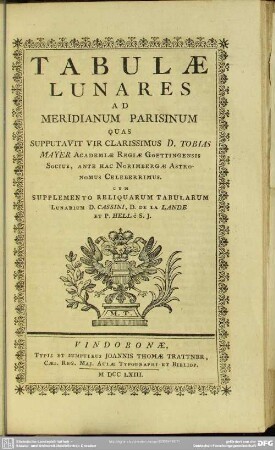 Tabulae Lunares Ad Meridianum Parisinum