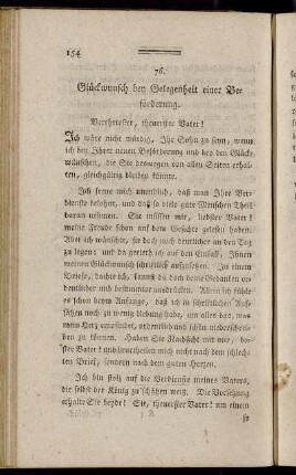 76. Glückwunsch bey Gelegenheit einer Beförderung