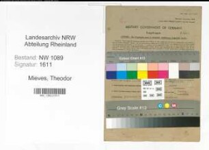 Entnazifizierung Theodor Mieves , geb. 28.11.1902 (Hauptbrandmeister)