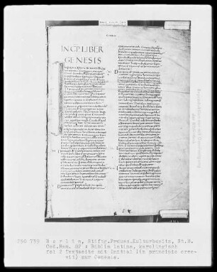 Touronische Bibel — Initiale I (n principio creavit), Folio 2 recto