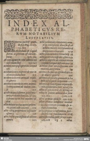 Index Alphabeticus Rerum Notabilium Locupletiss.
