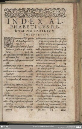 Index Alphabeticus Rerum Notabilium Locupletiss.