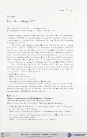 Nachtrag. Frühe-Neuzeit-Tagung 2009