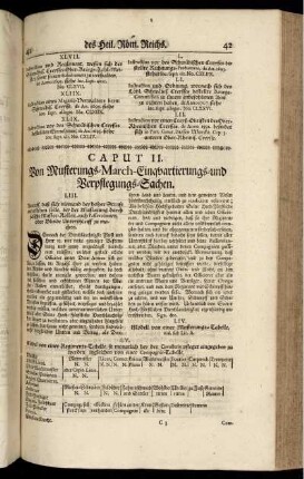 Caput II. Von Musterungs-Marsch-Einquartierungs- und Verpflegungs-Sachen.