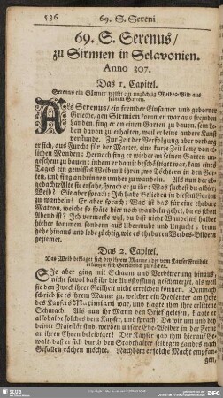 69. S. Serenus, zu Sirmien in Selavonien : Anno. 307