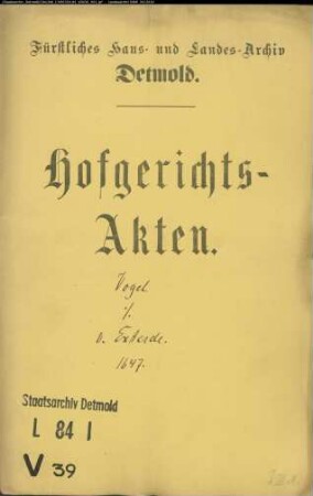 Vogel, Henrichs, Bürgermeisters Erben gegen Wilhelm Jobst von Exterde zu Ahmsen - Schuldforderung