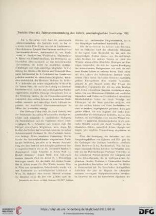 Bericht über die Jahresversammlung des österr. archäologischen Institutes 1911