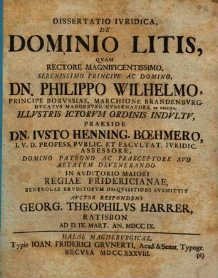 Diss. iur. de dominio litis