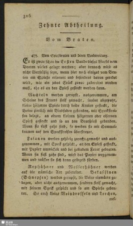 Zehnte Abtheilung. Vom Braten
