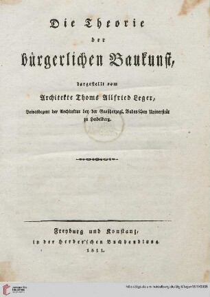 Die Theorie der bürgerlichen Baukunst