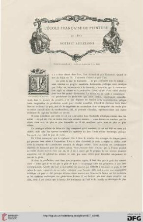 3: L' école française de peinture en 1877, [1] : notes et réflexions