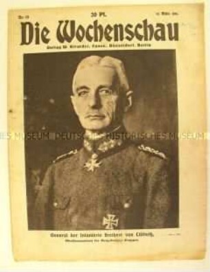Illustrierte "Die Wochenschau" u.a. mit einem Porträt von General Freiherr von Lüttwitz
