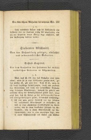 Siebenter Abschnitt. Von der Behandlung ... widernatürlicher Geburten.
