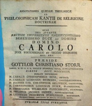 Annotationes quaedam theol. ad philosophicam Kantii de religione doctrinam