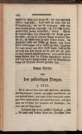 Achter Artikel. von den zukünftigen Dingen.