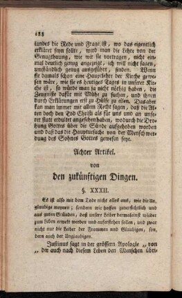 Achter Artikel. von den zukünftigen Dingen.