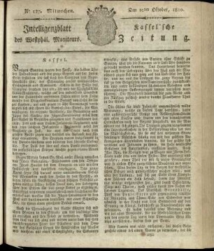 No. 127, Mitwochen den 10ten Oktober 1810