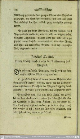 Zweytes Kapitel. Ueber das Erbrechen oder die Ausleerung des Magens
