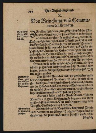 X. Von Besuchung/ und Communion der Krancken.