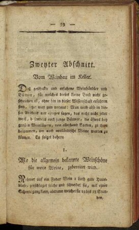 Zweyter Abschnitt. Vom Weinbau im Keller.