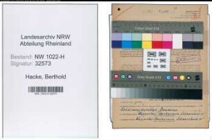 Entnazifizierung Berthold Hacke , geb. 29.03.1886 (Inspektor)