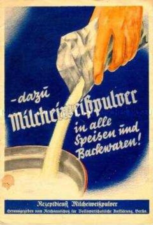 Prospekt mit Rezepten und Anwendungsbeispielen für Milcheiweißpulver