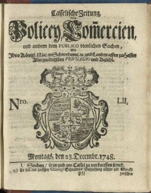 Nro. LII, Montags, den 23. Decembr 1748