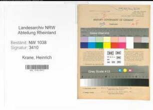 Entnazifizierung Heinrich Krane , geb. 08.02.1897 (Lokfuehrer)