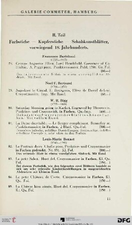 II. Teil: Farbstiche – Kupferstiche – Schabkunstblätter, vorwiegend 18. Jahrhunderts (Nr. 78-204)