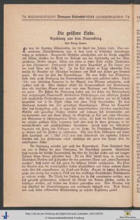 Die größere Liebe. Erzählung aus dem Bauernkrieg.