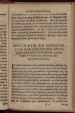 Isocratis Ad Demonicum Paraenesis