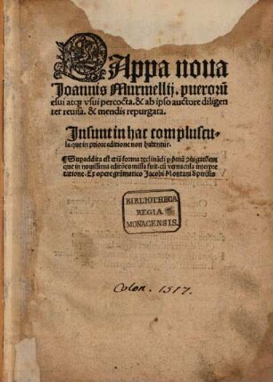 Pappa nova puerorum esui atque usui percocta