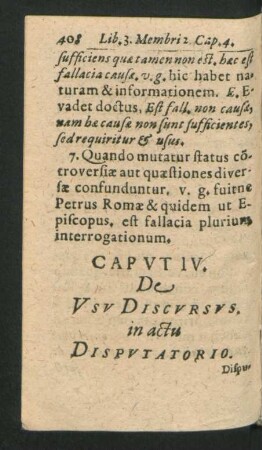 Caput IV. De Usu Discursus, in actu Disputatorio.