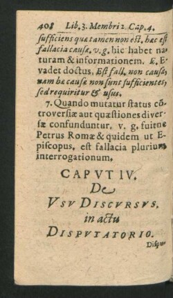 Caput IV. De Usu Discursus, in actu Disputatorio.